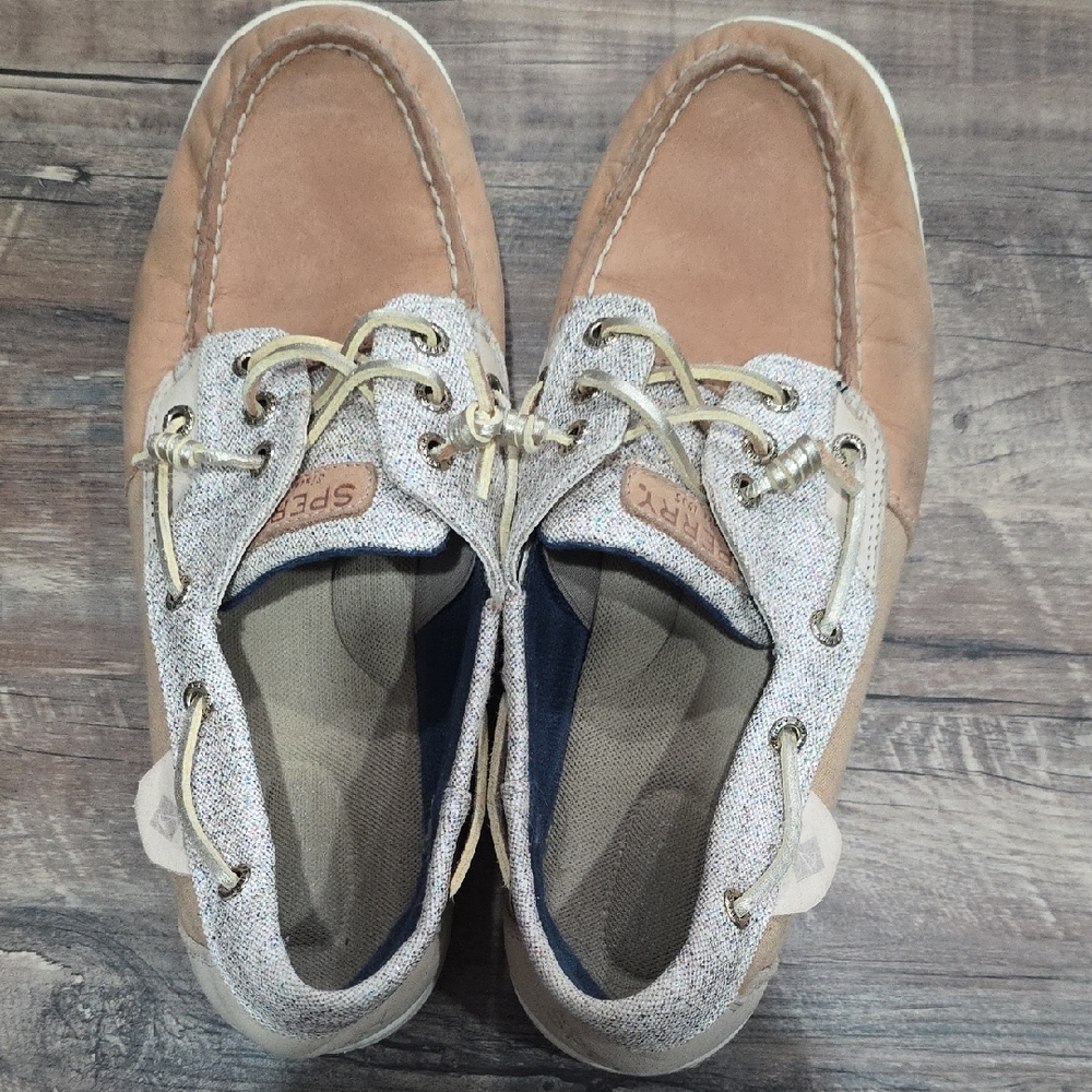 Sperry Tan and Cream Moccasin Boat Shoes